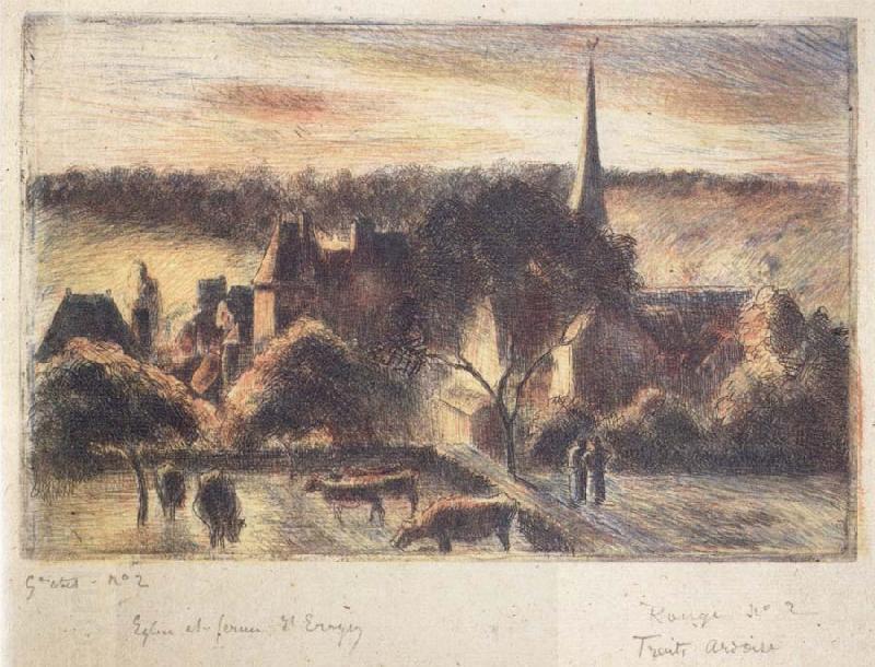 Camille Pissarro Church and farm at Eragny-sur-Epte China oil painting art